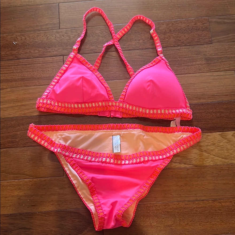 NWT VICTORIA SECRET pink and Orange Bikini Set